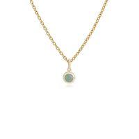 9ct yellow gold 033ct green jade round pendant on 45cm chain