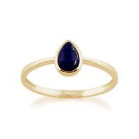 9ct Yellow Gold 0.35ct Lapis Lazuli Single Stone Pear Framed Ring