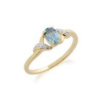 9ct Yellow Gold 0.39ct Aquamarine & Diamond Ring