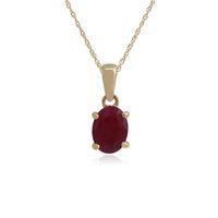 9ct Yellow Gold 1.48ct Oval Ruby Pendant on 45cm Chain