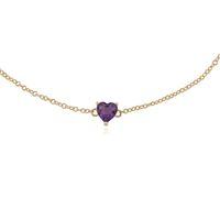 9ct Yellow Gold 0.40ct Amethyst Heart 19cm Bracelet