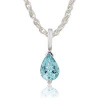 9ct White Gold 0.50ct Aquamarine Classic Pear Pendant on Chain