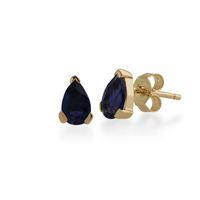 9ct Yellow Gold 0.64ct Iolite 3 Claw Set Pear Stud Earrings 6.5x4mm
