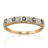 9ct Yellow Gold 0.24ct Natural Sapphire & Diamond Half Eternity Ring
