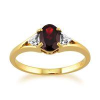 9ct yellow gold 077ct natural garnet diamond single stone ring