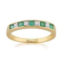 9ct yellow gold 029ct natural emerald diamond half eternity ring