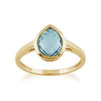 9ct Yellow Gold 1.96ct Pear Blue Topaz Luminosity Ring