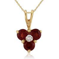 9ct Yellow Gold 0.37ct Garnet & Diamond Classic Cluster Pendant on Chain