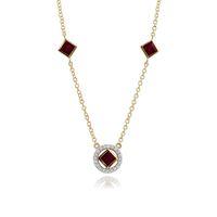 9ct Yellow Gold 0.96ct Ruby & Diamond Necklace