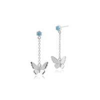 9ct white gold 018ct blue topaz butterfly drop earrings