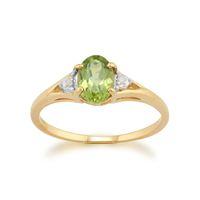 9ct Yellow Gold 0.77ct Peridot & Diamond Ring