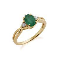 9ct Yellow Gold 0.83ct Emerald & Diamond Ring