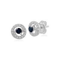 9ct White Gold 0.24ct Sapphire & Diamond Stud Earrings