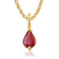 9ct Yellow Gold 0.72ct Ruby Single Stone Pendant on Chain