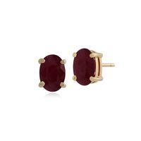 9ct Yellow Gold 2.12ct Ruby Oval Stud Earrings 7x5mm