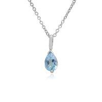 9ct white gold 072ct pear cut blue topaz classic pendant on chain