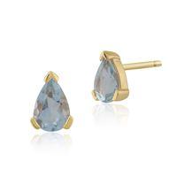 9ct yellow gold 059ct aquamarine single stone pear stud earrings 65x4m ...