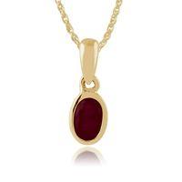 9ct yellow gold framed 032ct ruby oval pendant on 45cm chain