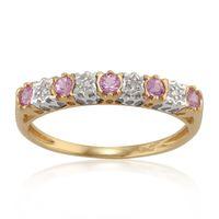 9ct yellow gold 026ct pink sapphire 2pt diamond half eternity band rin ...