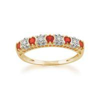 9ct Yellow Gold 0.15ct Fire Opal & Diamond Half Eternity Ring