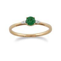 9ct Yellow Gold 0.29ct Single Stone Emerald & Diamond Ring