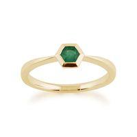 9ct Yellow Gold 0.23ct Emerald Hexagon Ring