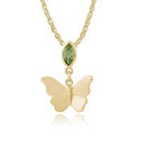 9ct Yellow Gold 0.14ct Peridot Butterfly Pendant on 45cm Chain