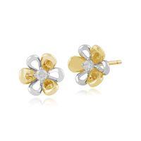 9ct yellow gold 006ct diamond floral stud earrings