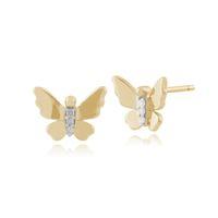 9ct yellow gold 002ct diamond butterfly stud earrings