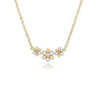 9ct Yellow Gold 0.03ct Diamond Three Flower 45cm Necklace