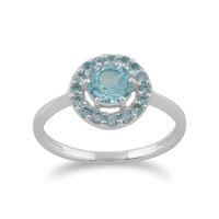 9ct White Gold 1.07ct Blue Topaz Halo Ring