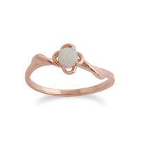 9ct Rose Gold 0.13ct Opal Floral Ring