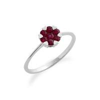 9ct White Gold 0.39ct Ruby Floral Cluster Ring