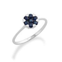 9ct White Gold 0.39ct Sapphire Floral Cluster Ring