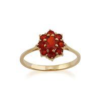 9ct Yellow Gold 0.49ct Fire Opal Floral Ring