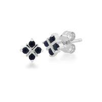 9ct White Gold Sapphire Kiss Stud Earrings