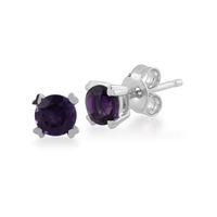 9ct White Gold Amethyst Round Stud Earrings 4.00mm