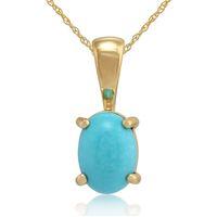 9ct yellow gold 054ct 4 claw set natural turquoise oval pendant on cha ...