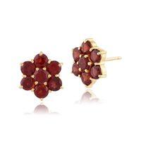 9ct yellow gold 176ct garnet round floral cluster stud earrings