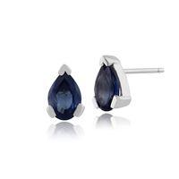 9ct White Gold 0.96ct Blue Kanchanaburi Sapphire Pear Stud Earrings 6.5x4mm