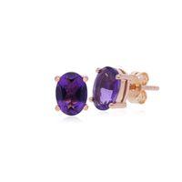 9ct Rose Gold 4 Claw Set Amethyst Oval Stud Earrings