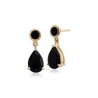 9ct yellow gold 377ct black onyx drop earrings