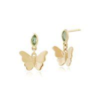 9ct Yellow Gold 0.15ct Peridot Butterfly Drop Earrings