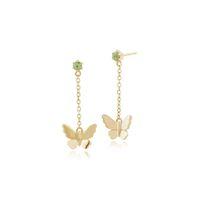 9ct Yellow Gold 0.18ct Peridot Butterfly Drop Earrings