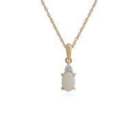 9ct Yellow Gold 0.29ct Opal & Diamond Pendant on 45cm Chain