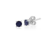 9ct White Gold 0.28ct Iolite 4 Claw Set Round Stud Earrings 3.5mm