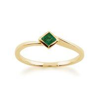 9ct Yellow Gold 0.16ct Emerald Square Ring