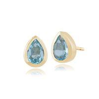 9ct Yellow Gold 1.04ct Blue Topaz Stud Earrings