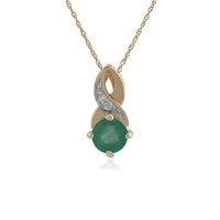 9ct Yellow Gold Emerald & Diamond Classic 45cm Necklace