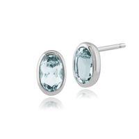 9ct White Gold 0.46ct Aquamarine Oval Framed Stud Earrings